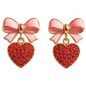 Brianna Cannon-Sweetheart Bow Earrings with Red Pavé
